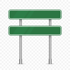 Blank green traffic road sign isolated