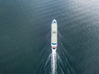 Aerial view of passenger ferry ship cruising on a lake in Switzerland.