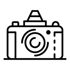 Poster - Retro camera icon. Outline retro camera vector icon for web design isolated on white background