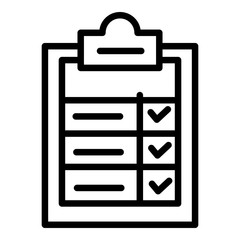 Poster - Check mark clipboard icon. Outline check mark clipboard vector icon for web design isolated on white background