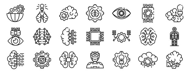 Poster - artificial intelligence icons set. outline set of artificial intelligence vector icons for web desig