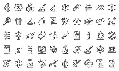 Poster - Genetic engineering icons set. Outline set of genetic engineering vector icons for web design isolated on white background