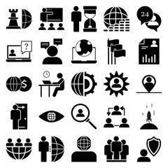 Poster - The set of business - global, human, chess, global, freelance, internet, internet, marketing, clock, deadline, business, clock, communication, conversation, care, customer