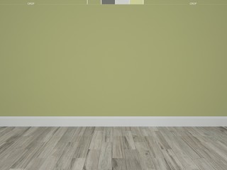 Wall Mural - empty room with green wall and wooden floor