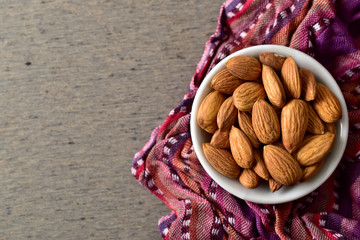 Canvas Print - Almonds top view image, creative shoot for banner and background