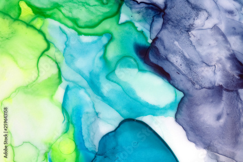 Watercolor Background Of Peacock Feather Colors Dark Indigo Turquoise Blue Light Green Citric Yellow Cold White Handdrawn Watercolour Graphic Illustration For Backdrop Print Creative Design Stock Illustration Adobe Stock