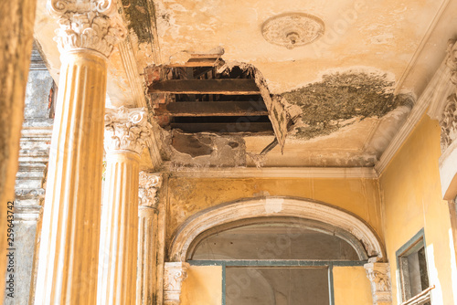 Hole In The Plaster Ceiling In The Mansion Or Villa Bodega A Half