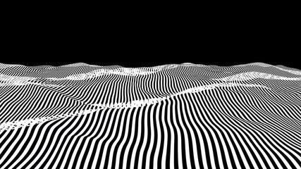 Abstract white striped wave background. Sine line looped seamless pattern. Simple 4K ocean horizon op art with alpha channel.