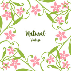  Vector illustration decor natural vintage with design artwork pink flower frame