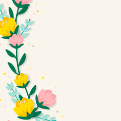 Wall Mural - Spring floral border illustration