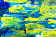 © Yulia Lisitsa - Abstract acrylic strokes background. Yellow and blue shades. Trendy colors, rough texture.