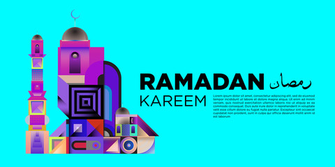 Wall Mural - Vector colorful ramadan islamic greeting card and banner