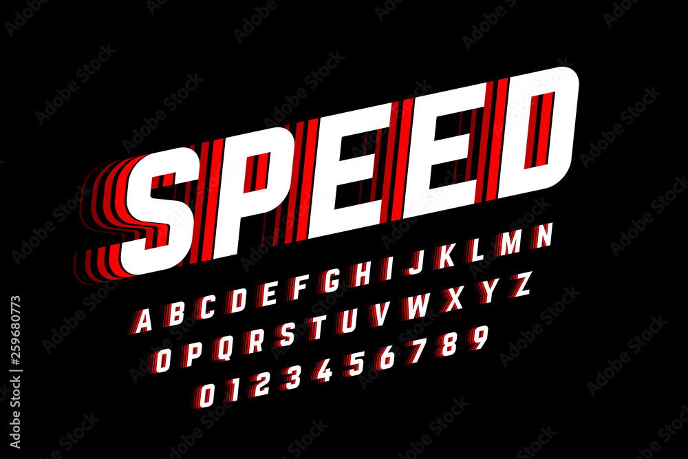 Speed Bank Lettering Speed style font, alphabet letters and numbers Stock Vector | Adobe Stock