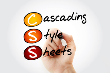 Poster - css - cascading style sheets acronym with marker, technology concept background