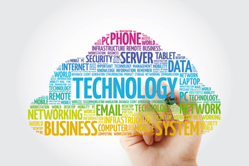 Poster - technology word cloud collage with marker, technology concept background