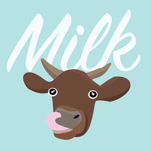 Sticker With Cow Vector