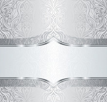 Silver shiny floral vintage pattern wallpaper background design