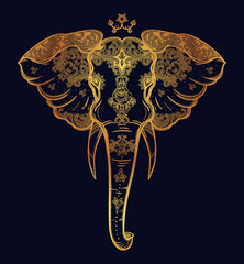 Decorative elephant with beautiful ornaments.