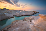 Fototapeta Morze - Famous Sarakiniko beach on Milos island, Greece.