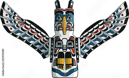 Cuadros en Lienzo Native american eagle totem vector