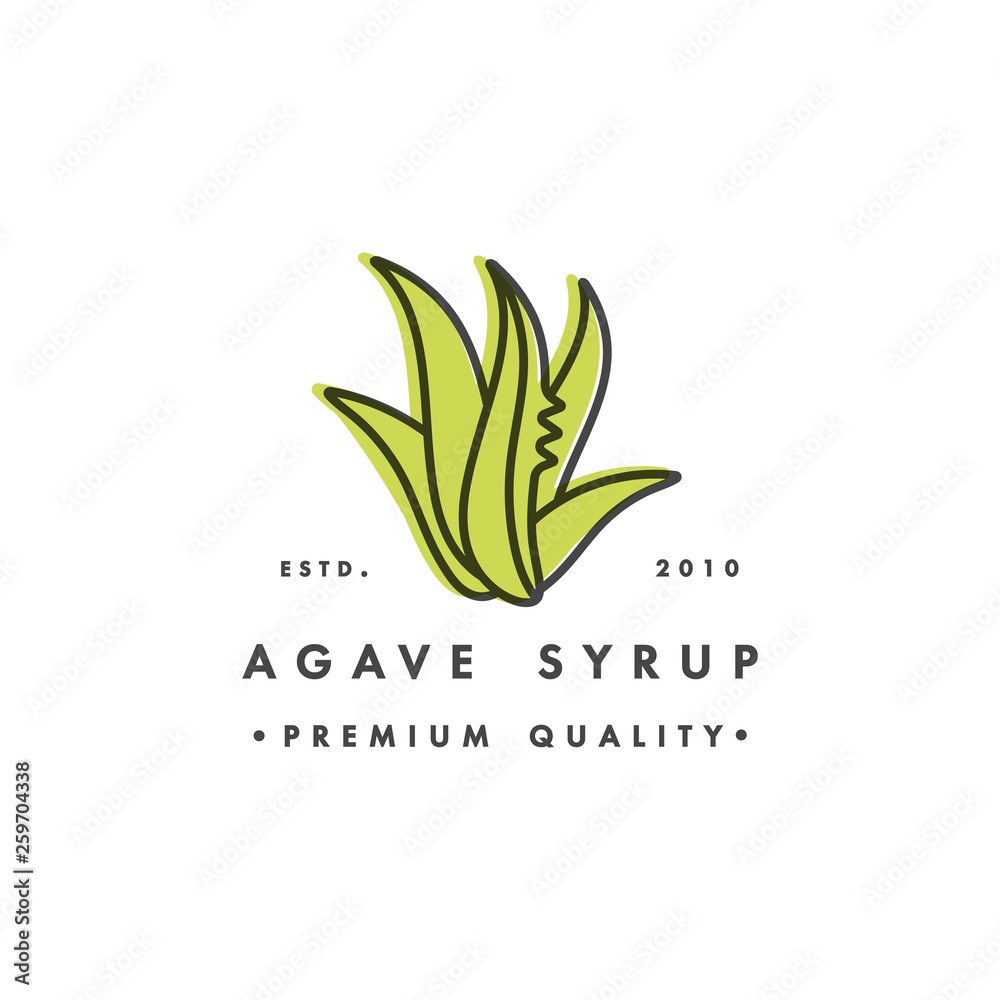 Packaging design template logo and emblem - syrup - agave. Logo in trendy linear style. - obrazy, fototapety, plakaty 