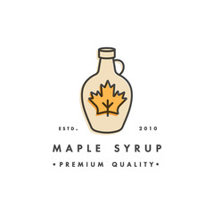 packaging design template logo and emblem - syrup and topping - maple. logo in trendy linear style.