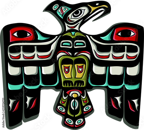 Fotomural Traditional thunderbird eagle vector. Native american symbol.