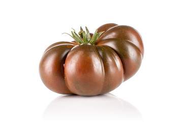 Wall Mural - One whole glossy fresh tomato primora isolated on white background