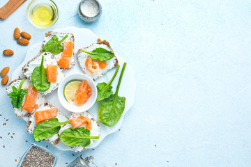 Wall Mural - bread with cheese and salmon