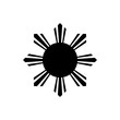 The black eight-rayed sun of flag of the Republic of Philippines isolated on white background.
