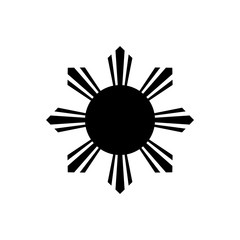 the black eight-rayed sun of flag of the republic of philippines isolated on white background.
