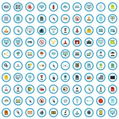 Poster - 100 program support icons set in flat style for any design vector illustration