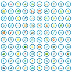 Poster - 100 project planning icons set in cartoon style for any design vector illustration