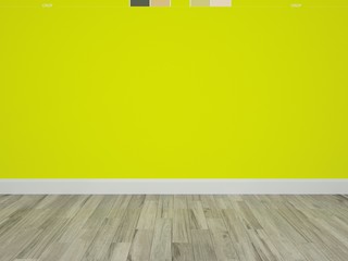 Sticker - empty room with green wall and wooden floor