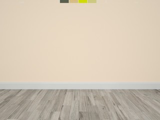 Wall Mural - empty room with wooden floor and peach wall