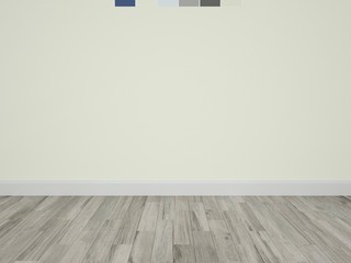 Sticker - empty room with green wall and wooden floor