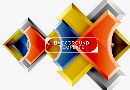 3d futuristic shapes vector abstract background made of glossy pieces with light effects