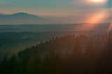 Fototapeta Na ścianę - Sunset above Liptov valley with Low Tatras in background, Slovakia