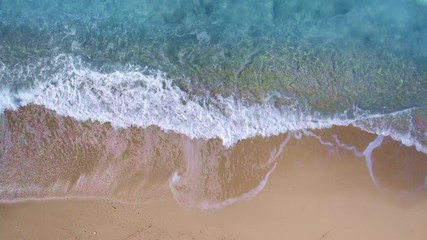 Poster - Drone aerial view on a beautiful clear beach in the Ionian sea