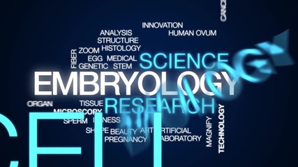 Canvas Print - Embryology animated word cloud. Kinetic typography.