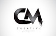 CM Letter Design with Brush Stroke and Modern 3D Look.
