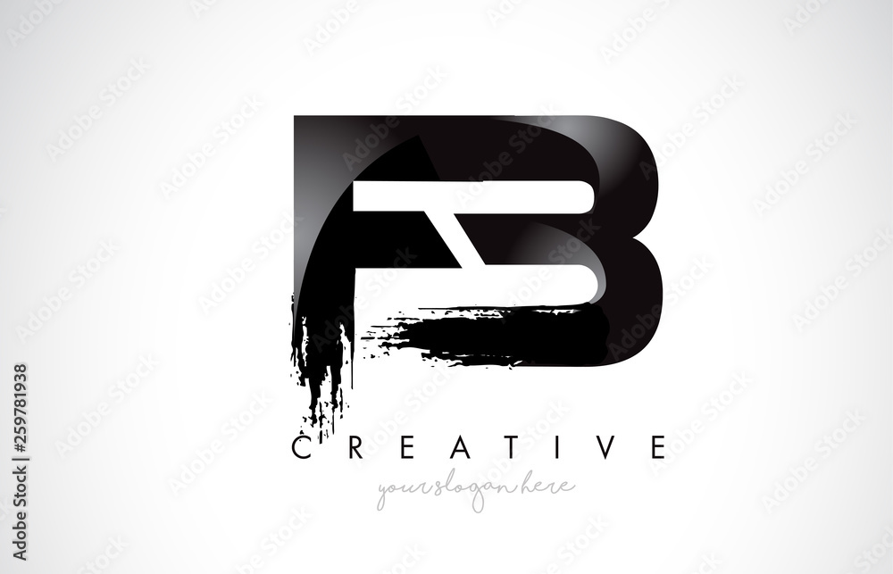 FB Letter Design with Brush Stroke and Modern 3D Look. Stock Vector ...