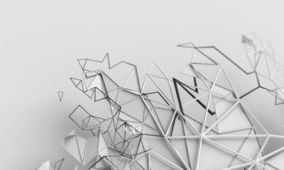 Poster - Abstract 3d render, geometric background, futuristic modern design