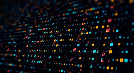 Leinwandbilder - Technology background color bytes of binary/Abstract technology background made of different element printed circuit board.  Printed circuit board in the server executes the data.