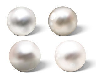 Wall Mural - Realistic different colors pearls set.