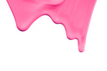 Pink Paint Covering Isolated White Background. Bright Colored Shot. Abstract
