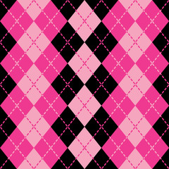 Wall Mural - Dashed Argyle in Pink and Black
