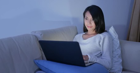 Sticker - Woman work on computer at home