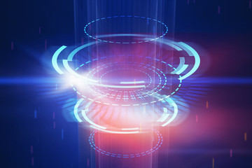 Poster - Abstract digital round button on space backdrop. Technology and innovation concept.