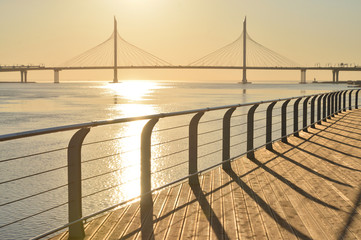 Canvas Print - Cable bridge in Saint Petersburg.